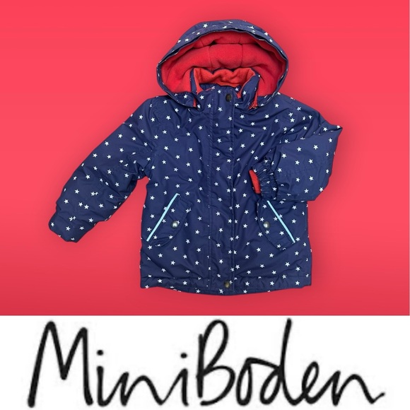Mini Boden Purple with Stars Waterproof Ski Jacket, Size 4-5 Years, MSRP $110 - Picture 4 of 10